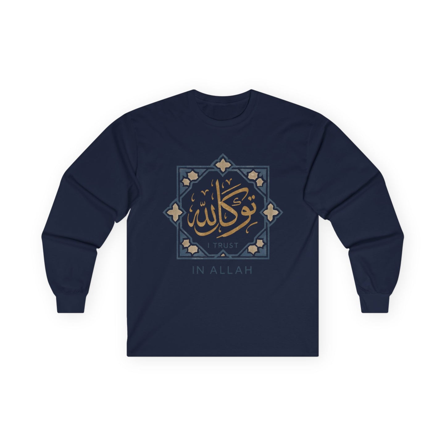Faith-Inspired Unisex Long Sleeve Tee, Trust In Allah Shirt, Islamic Art T-Shirt, Modest Fashion, Spiritual Gift, Everyday Wear