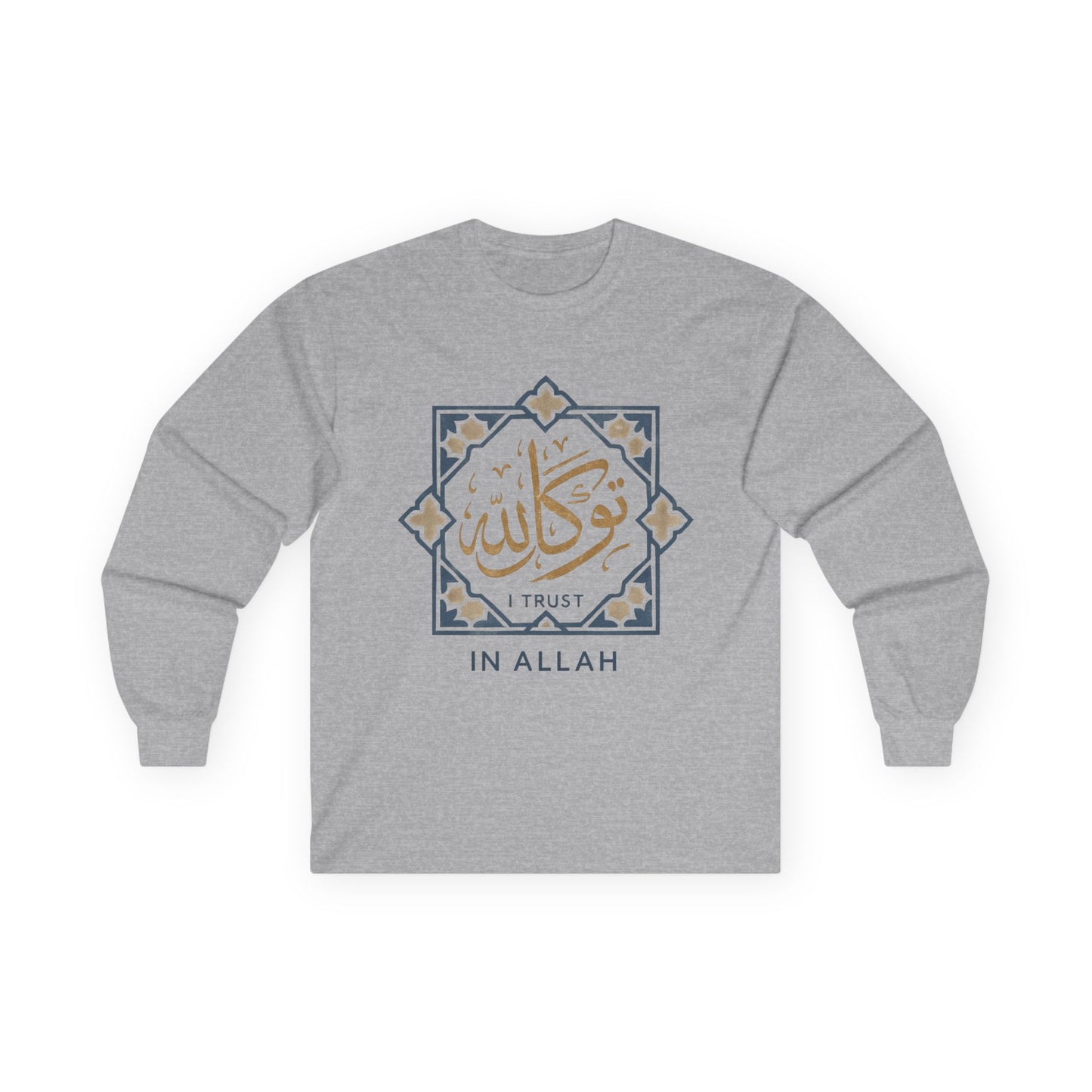 Faith-Inspired Unisex Long Sleeve Tee, Trust In Allah Shirt, Islamic Art T-Shirt, Modest Fashion, Spiritual Gift, Everyday Wear