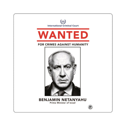 Wanted Square Sticker-benjamin netanyahu