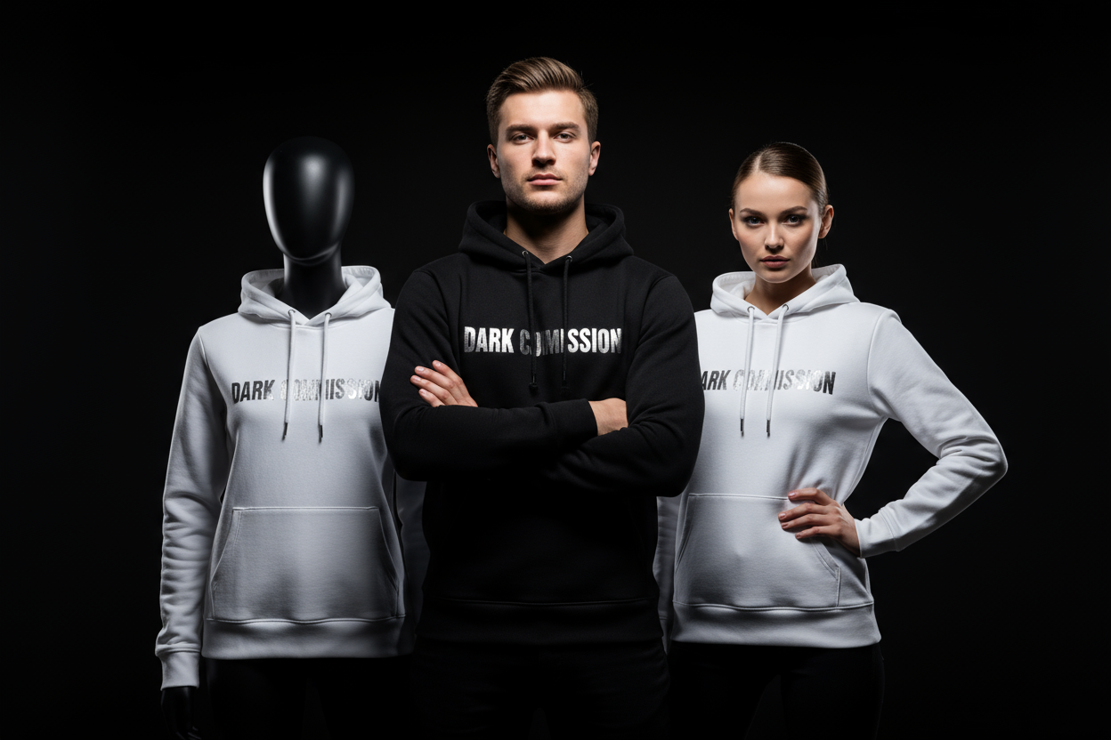 Remove the luxury essentials and then i want you to have a male and a female wear this cloth and as well a mannequin